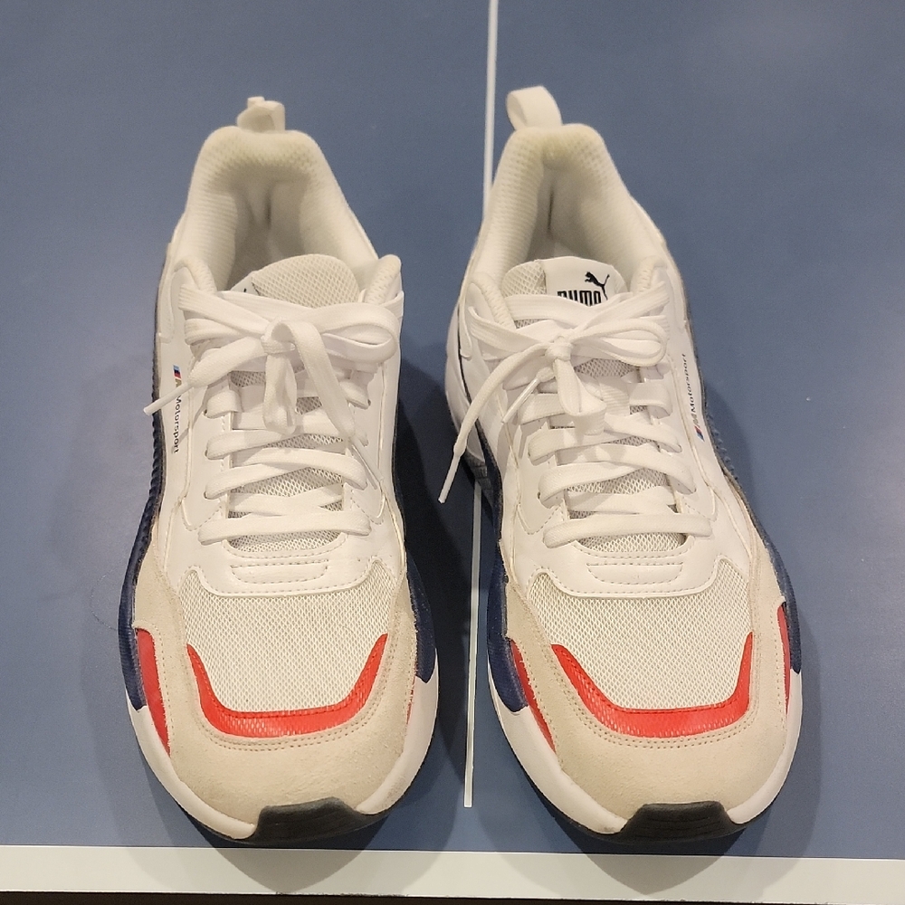 Puma Men's White and Red Sneakers